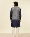 alt message - Manyavar Men Dark Blue Medallion Patterned Nehru Jacket image number 3